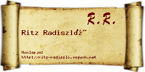 Ritz Radiszló névjegykártya